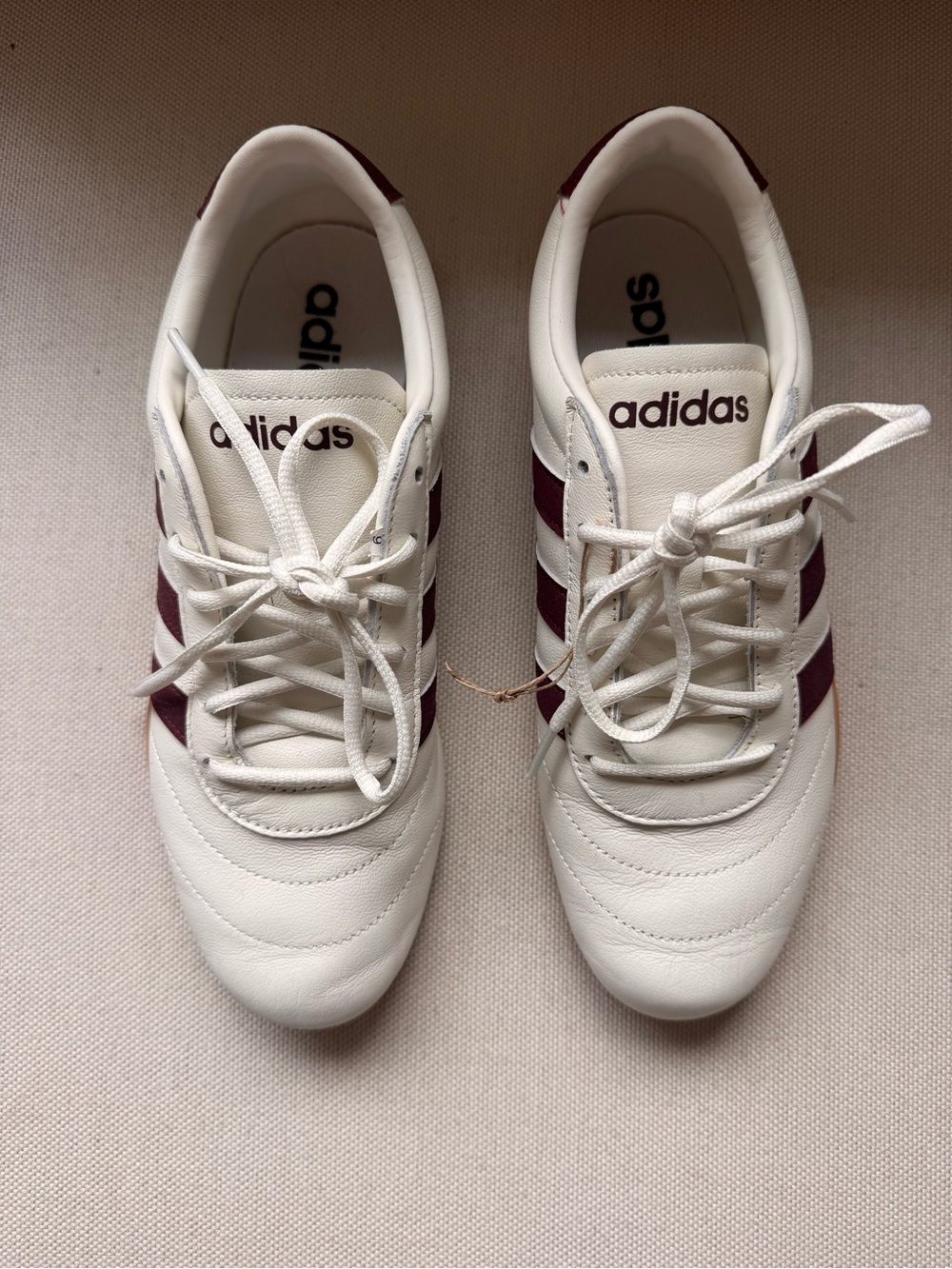 adidas White Sneakers with Maroon Stripes